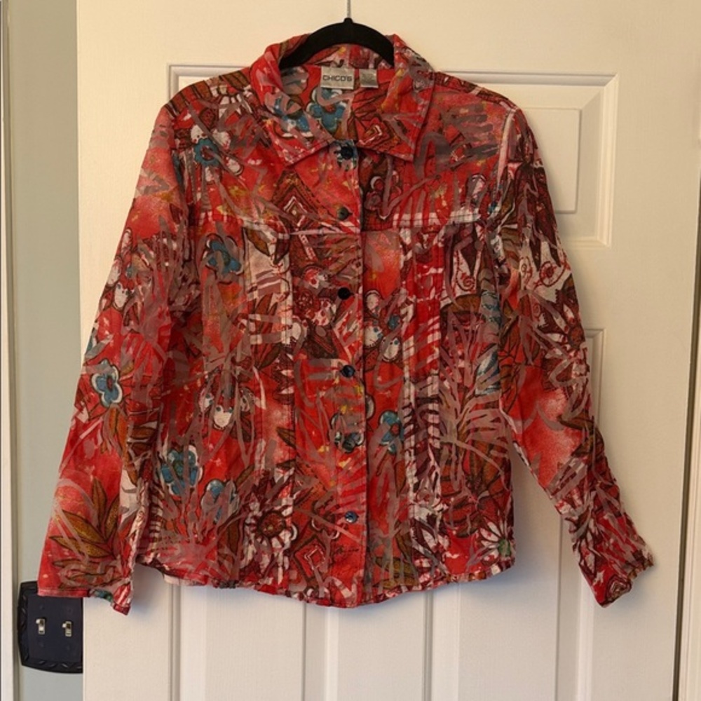 Chico's Multicolor Floral Button Down Shirt